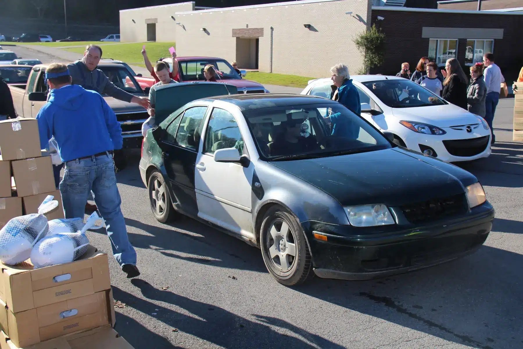 Food distribution in a drive-through line