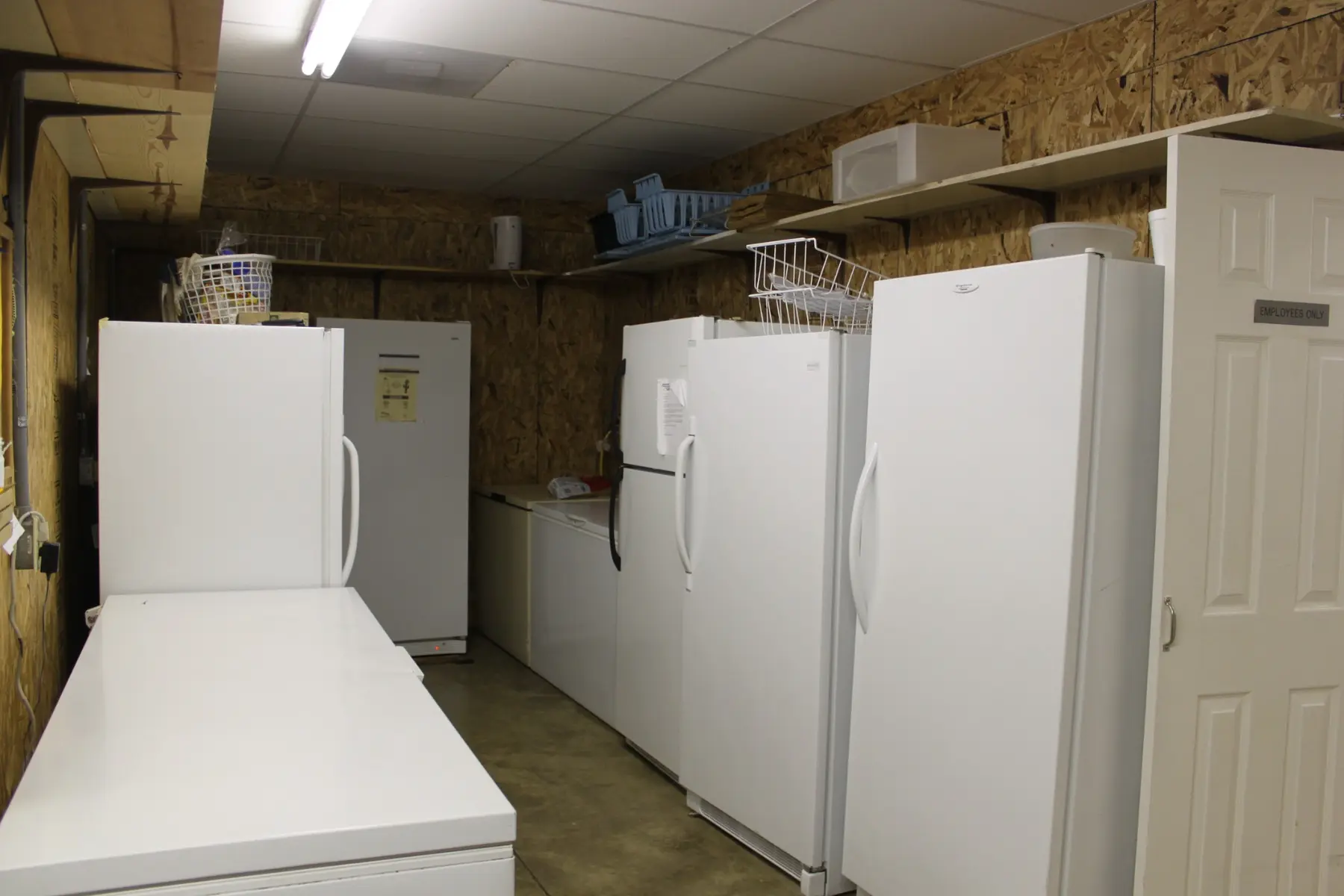 Refrigerators and freezers in the food pantry