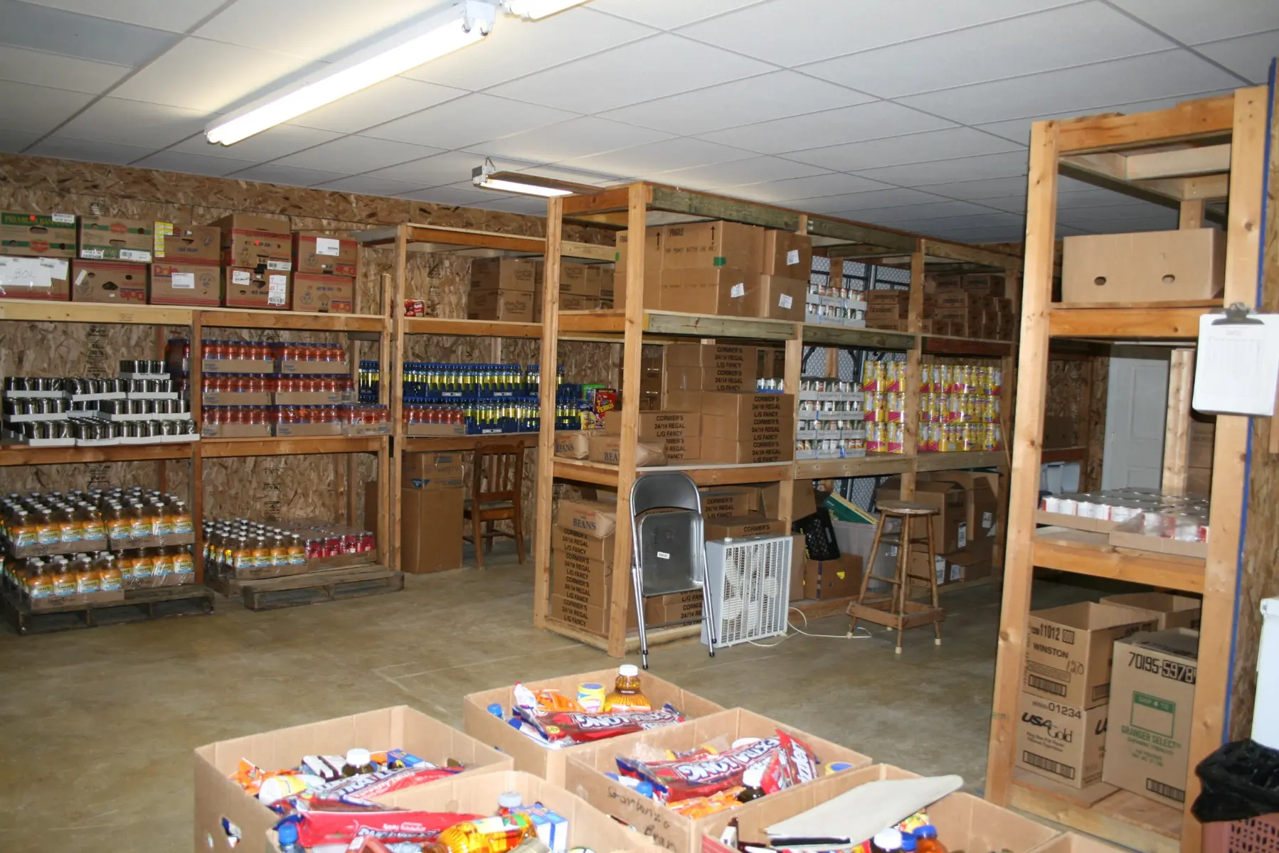 Pantry supplies organized for distribution
