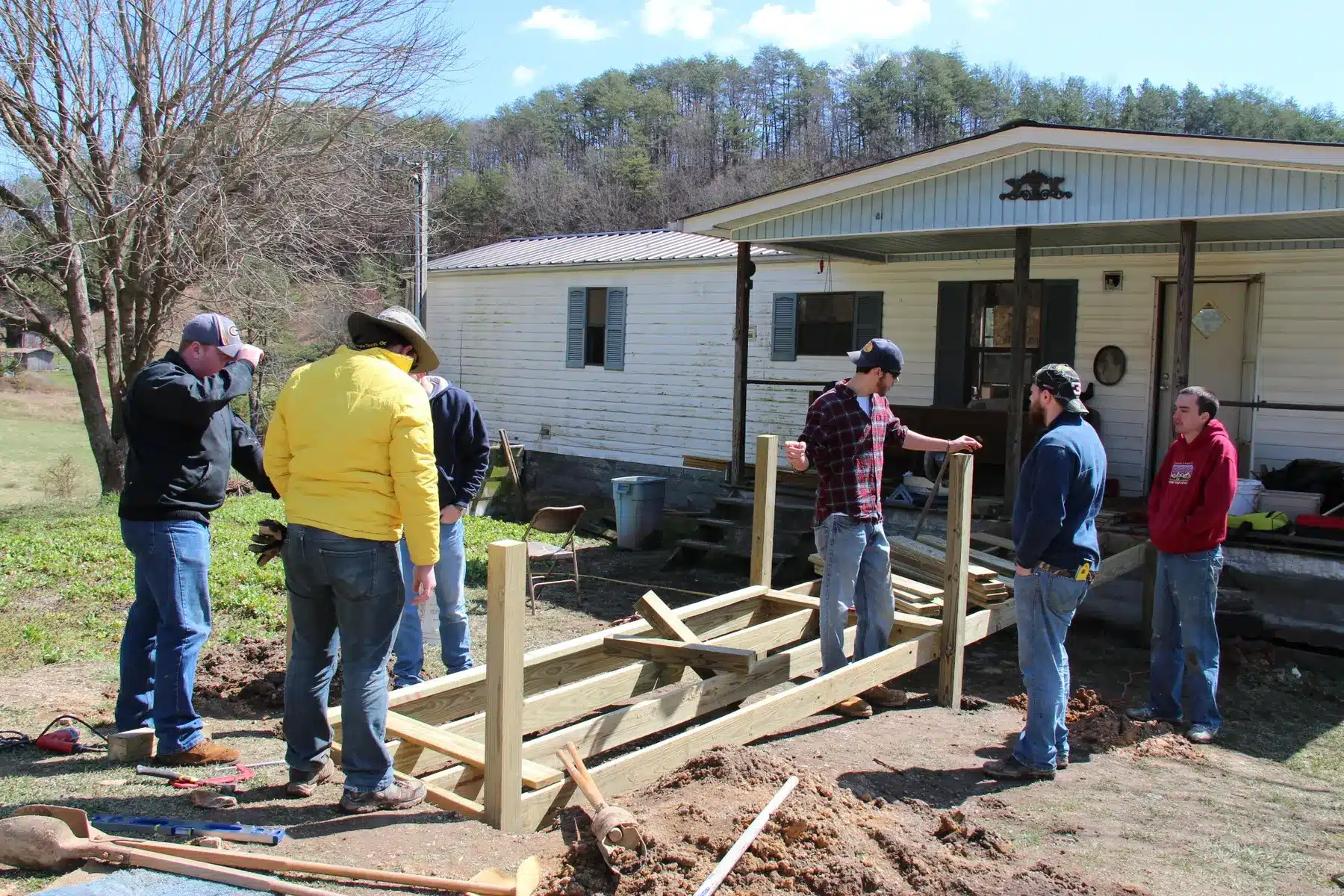 A completed ramp and walkway at a home
