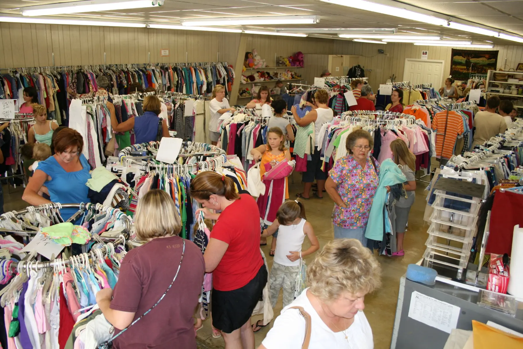 The thrift store filled with clothing and household goods